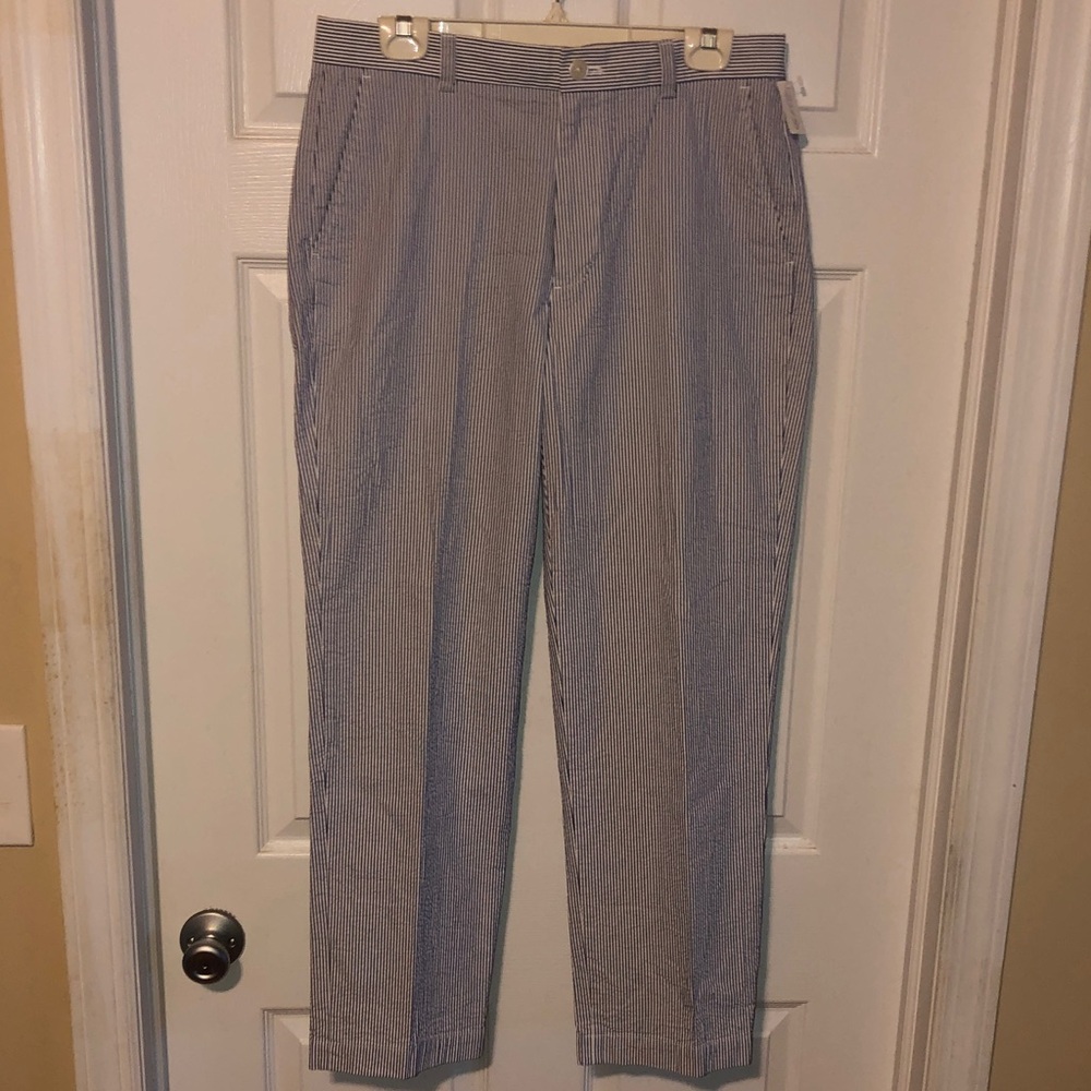 Men's Brooks Brothers “346” Blue and White Striped Seersucker Pants